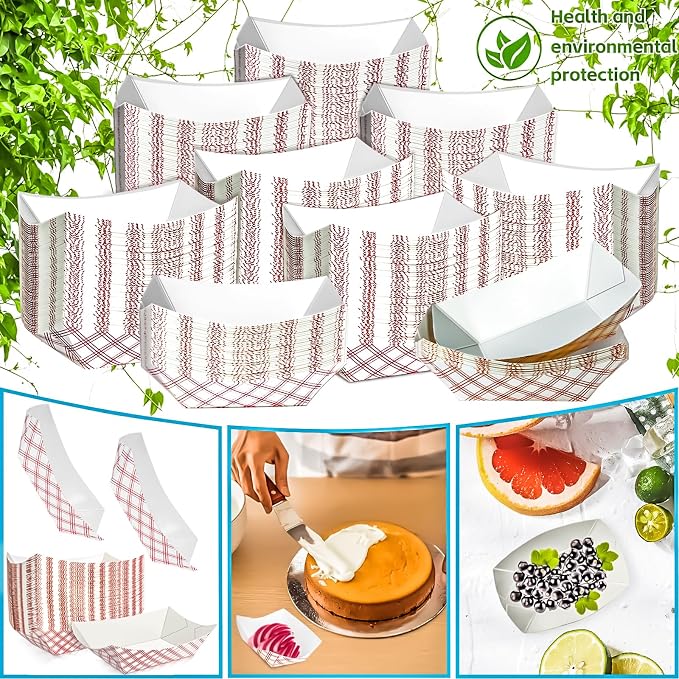 250 Pack Checkered 1/2Lb Paper Food Boat Trays Disposable Small Paper Boats - Image 7