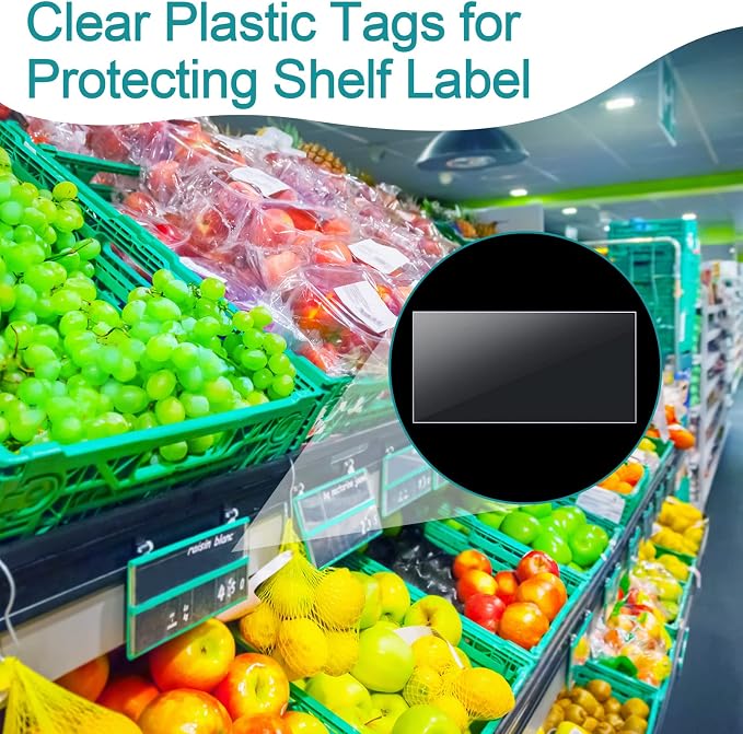 Leinuosen 3000 Pcs Clear Plastic Tags Bulk Shelf Price Tag Label Holders - Image 4