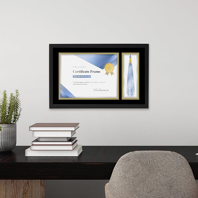 MELANNCO Diploma Frame with Tassel Holder, Horizontal or Vertical Wall Mount - Image 4
