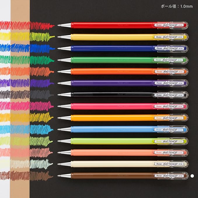 Pentel Color Ballpoint Pen, Matte Hop, 10 Pens K110-VE - Image 6
