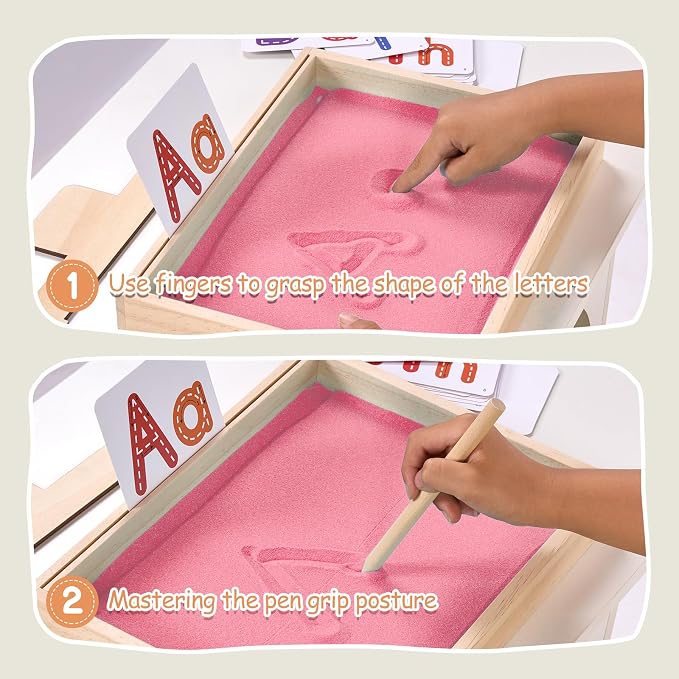 MORITECK Montessori Sand Tray for Kids, Writing Play Sand Tray - Image 5