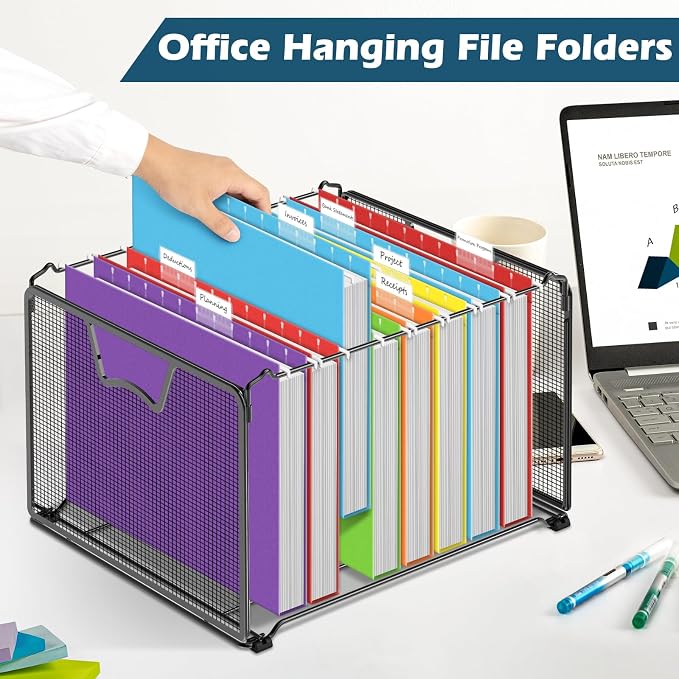 V-Opitos 12 Pack 1 Inch Expansion Hanging File Folders, Letter Size Hanging - Image 2