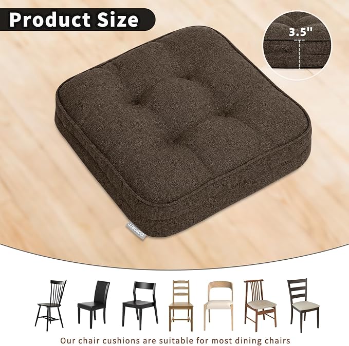 GOFORIT Chair Cushions, Tufted Shredded Memory Foam Chair Pads, Non-Slip Seat - Image 4