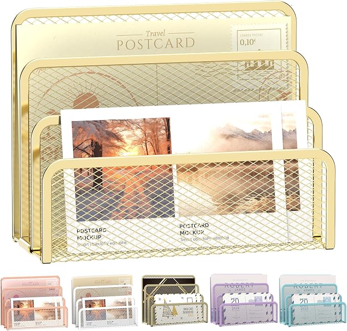 SUPEASY Mail Organizer for Desk, Mesh Metal Mail Holder Countertop by SUPEASY