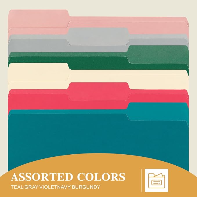 Color File Folders, 1/3-Cut Tabs, 18 Pack File Folder Letter Size, 8.5x11 Inch - Image 5