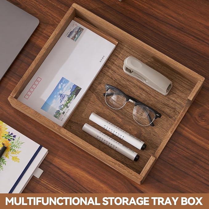 KIRIGEN Wood Letter Tray, Single-Tier Front-Load Desktop Paper Organizer - Image 7