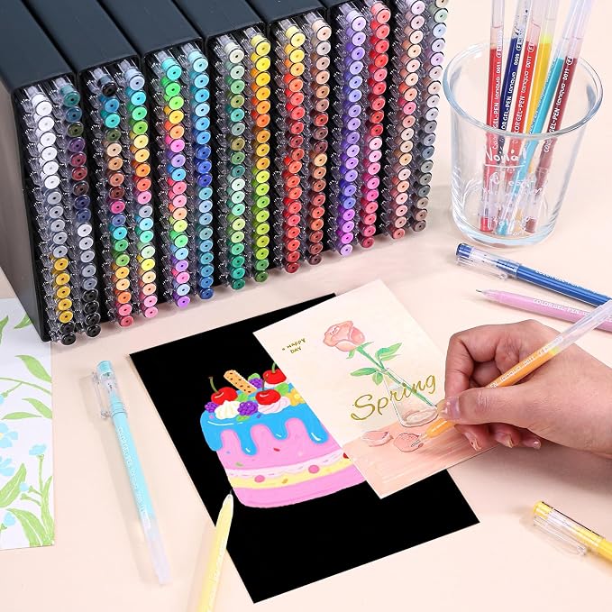 Gel Pens For Coloring, 252 Pack Colored Pens for Black Paper & White Paper - Image 2