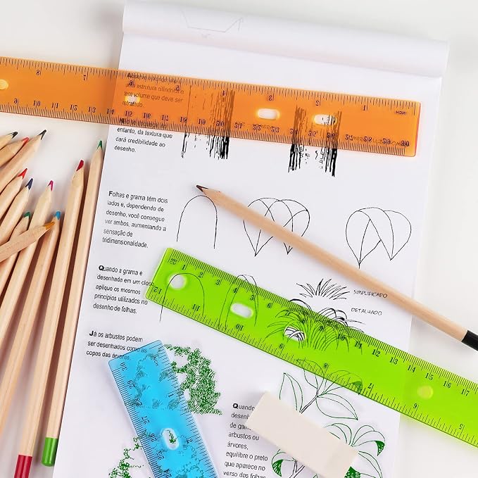 ZZTX 6 Pack Color Transparent Ruler Plastic Rulers 12 Inch, Metric Bulk Rulers - Image 6