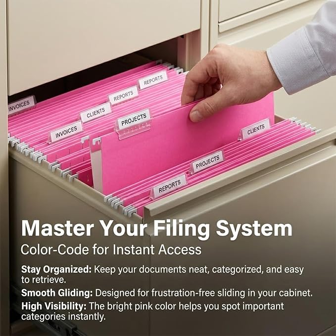 VZCPYTPM 50 Pack Hanging File Folders, Letter Size File Folder, Reinforced Rods - Image 3