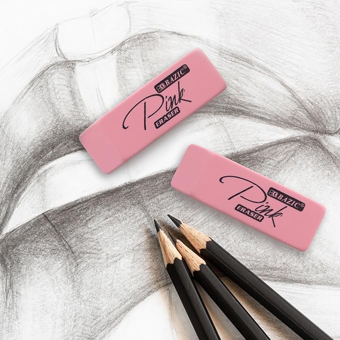 BAZIC Products Pink Bevel Block Erasers, Latex-Free - Image 6