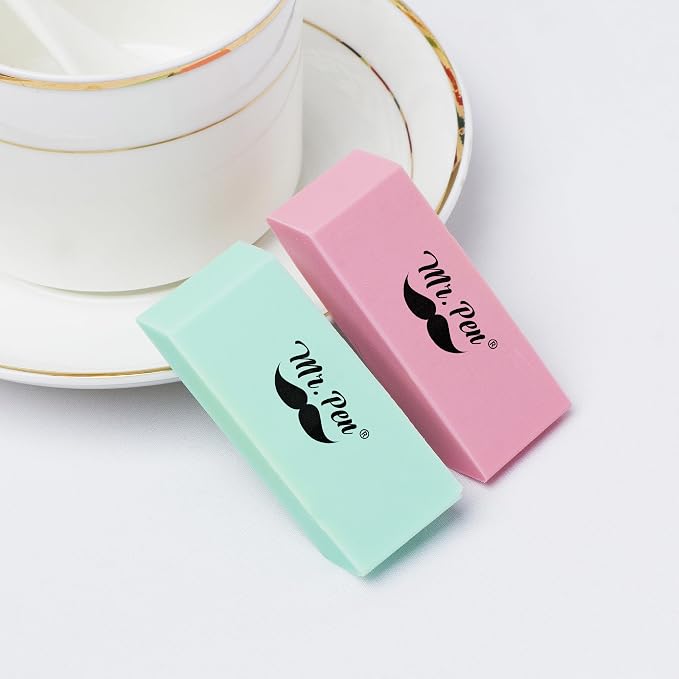 Mr. Pen- Pencil Eraser, 12 Pack, Pastel Colors | Large Latex Free Block Erasers - Image 8
