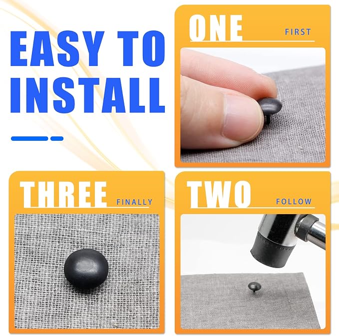 Bivethoi 220 Pcs Black Upholstery Tacks, 2/7 Inch Metal Round Head Thumb Tacks - Image 3
