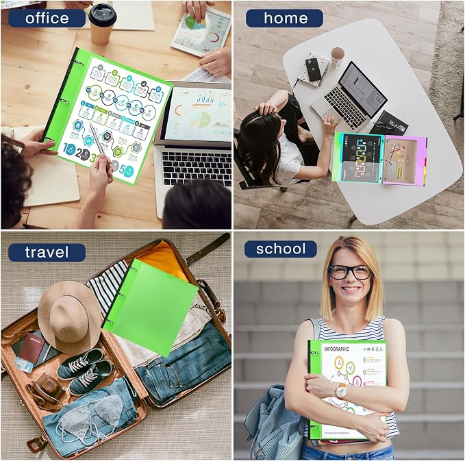 INFUN 1 Inch 3-Ring Telescoping Project Organizer Binder, 13 Pocket, - Image 7