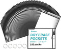 SUNEE 100 Packs Oversized Reusable Dry Erase Pocket Sleeves by SUNEE