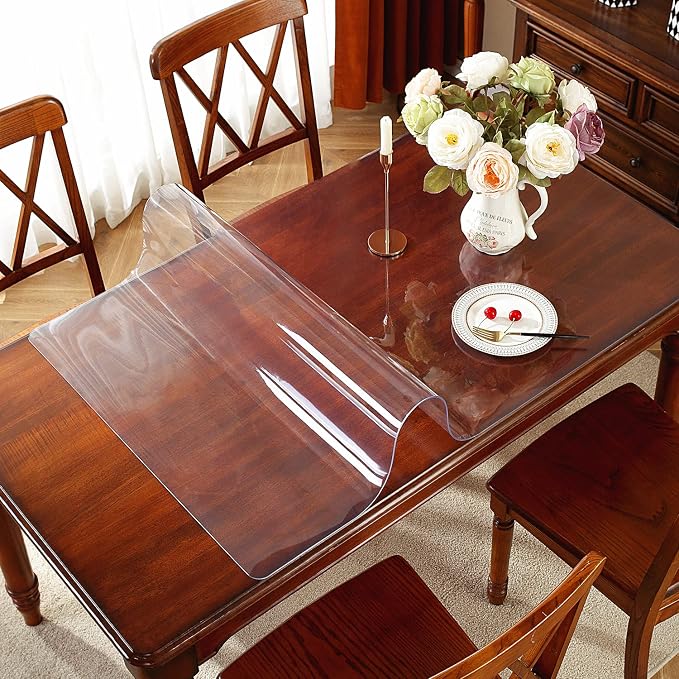 OstepDecor 36 x 72 Inch Clear Table Cover Protector, 2mm Thick Clear Plastic - Image 2