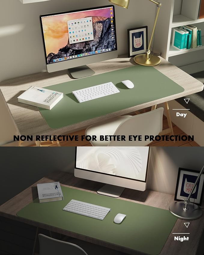 YSAGi Double-Sided Desk Pad, 31.5"x15.7"Leather Desk Mat, Eco Cork Desk Pad - Image 4