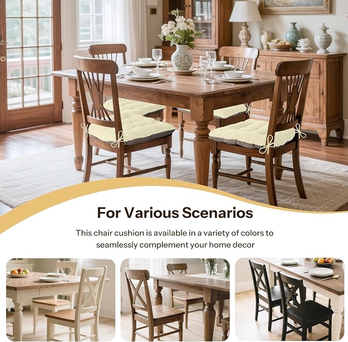 Non Slip Chair Cushions for Dining Chairs Set of 4 Kitchen Chair Cushions - Image 5