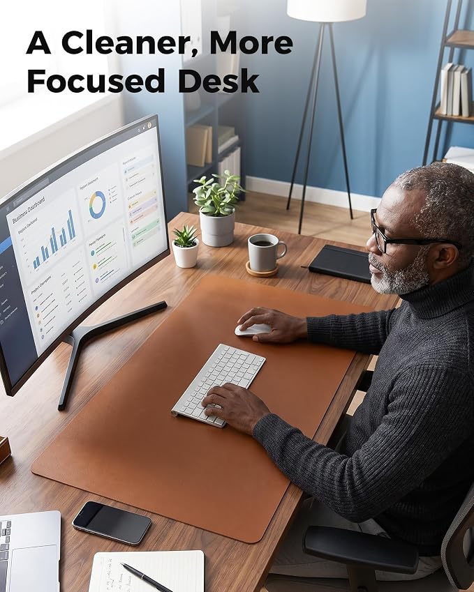 Aothia Double-Sided Desk Pad, Leather Desk Mat, Eco Cork Desk Pad Protector - Image 7