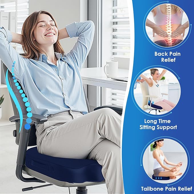 TushGuard Seat Cushion for Office Chair Memory Foam Non-Slip Desk Seat Cushion - Image 5