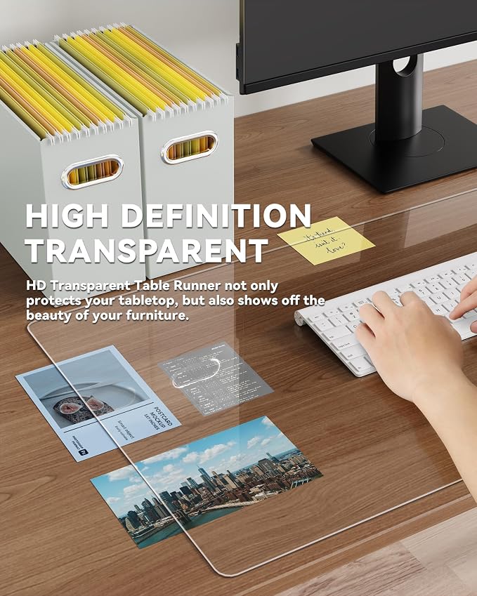 Oterri Clear Writing Desk Pad, 16’’x36” Heat Resistant Waterproof PVC Round - Image 3