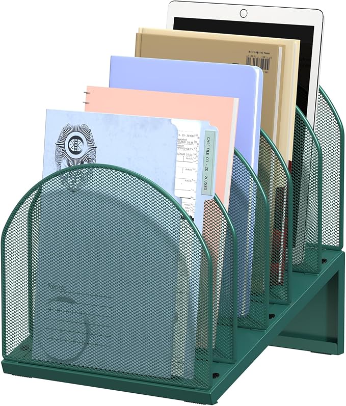 5-Section Desk File Organizer, Metal Mesh Folder Organizer by OUTIOE