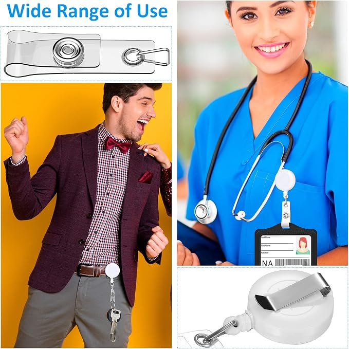 Zonon 30 Pcs Retractable Badge Reel Clips ID Card Holder Reel - Image 4