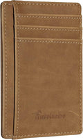 Travelambo Slim Wallet Front Pocket Minimalist Leather RFID Blocking Medium Size by Travelambo