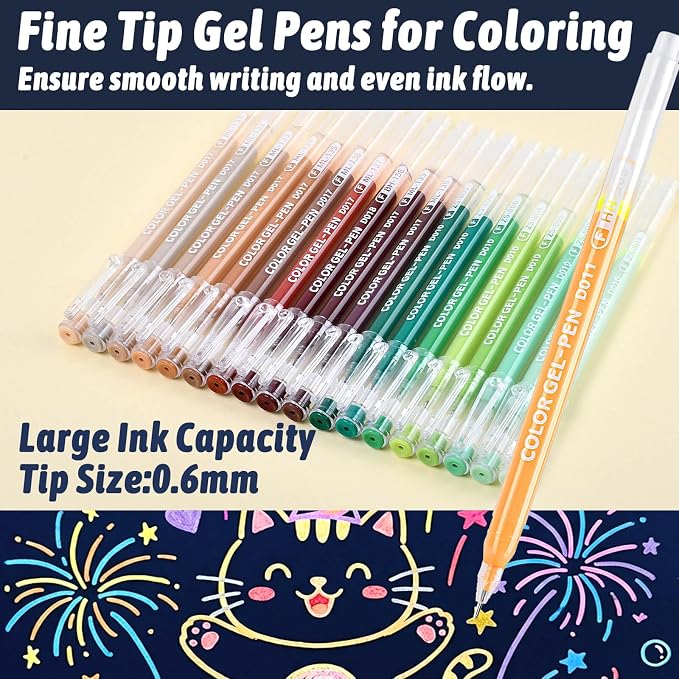 168Pcs Colored Gel Pens, 162 Colors 0.6mm Fine Point Gel Pens Colored Set - Image 3