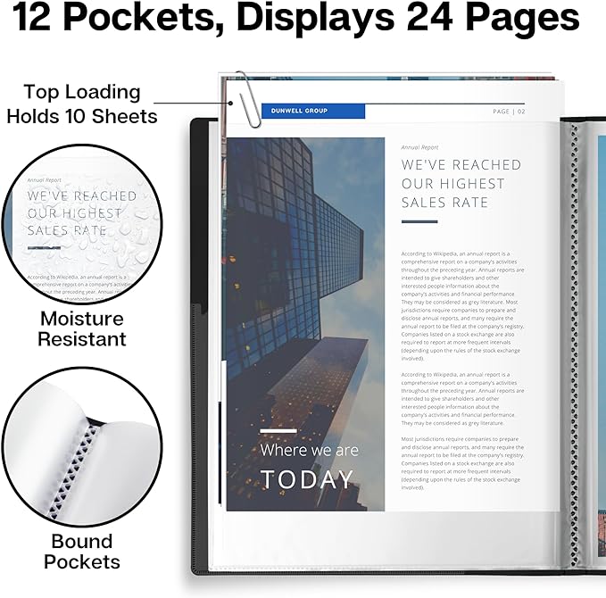 Dunwell 12-Pocket Presentation Binder - Image 3