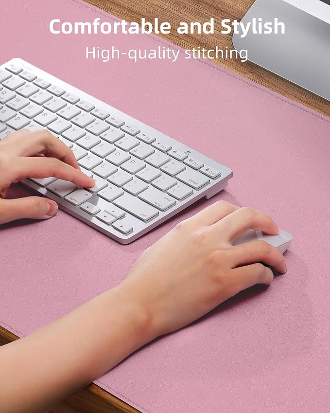 Pink Desk Mat, PU Leather Desk pad Large Mouse Pad, Non-Slip Desk Pad, - Image 3