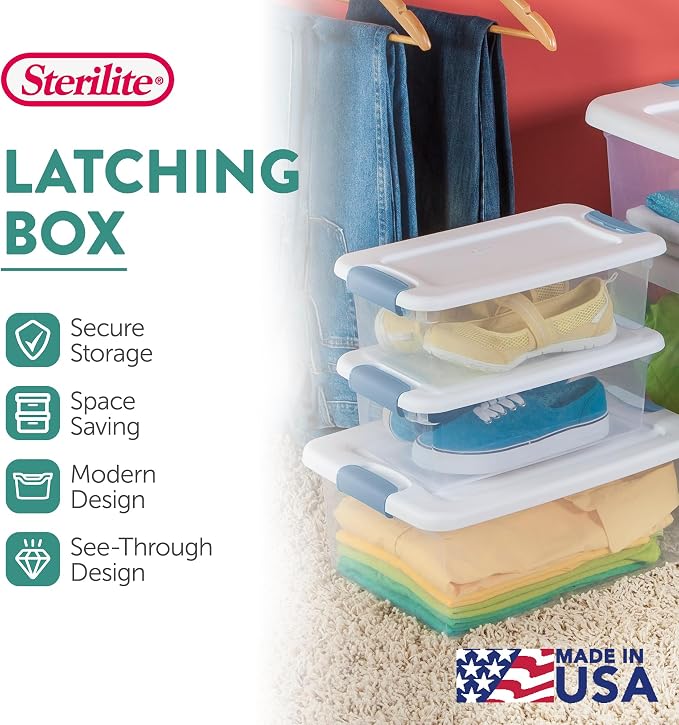 Sterilite 24-Pack Latching Box, Under Bed Storage Bins - Image 3