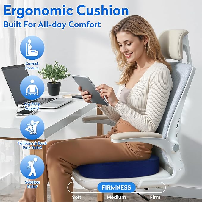 CushZone Office Chair Cushions, Memory Foam Coccyx Cushion - Image 7