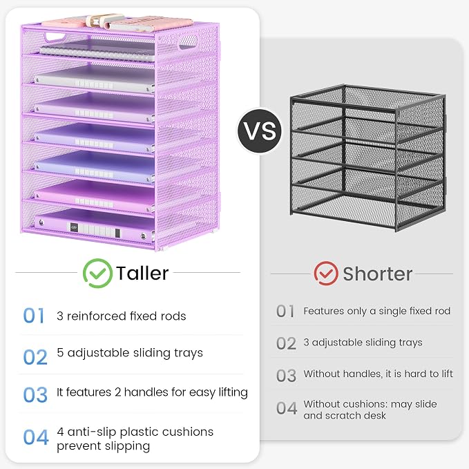 Lavatino 2 Pack 8-Tier Office Desk File Organizer, Letter Tray Paper Organizer - Image 3
