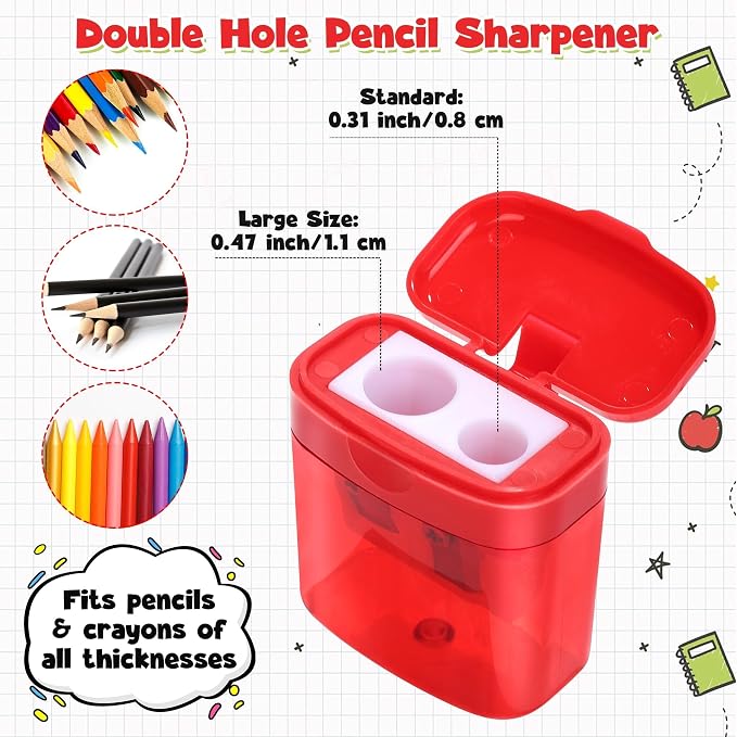 Aodaer 288 Pieces Pencil Sharpeners Bulk Double Hole Pencil Sharpener Manual - Image 4