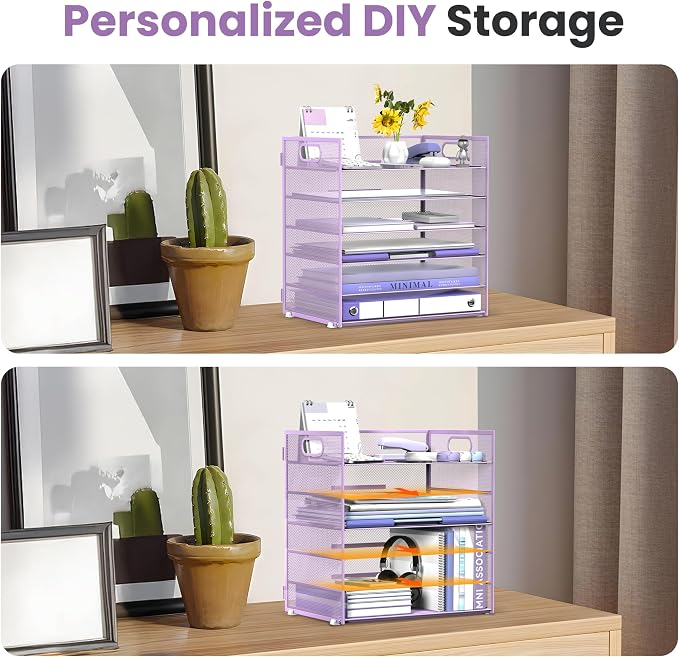 Daltack 6 Tier Paper Organizer for Desk, Paper Letter Tray Organizer for Desks - Image 3