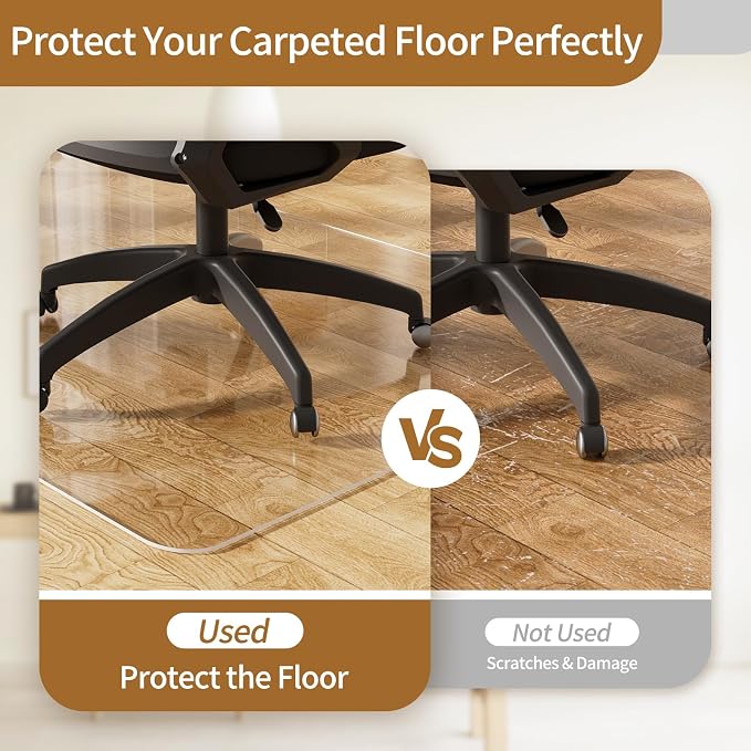 Office Chair Mat for Hard Floors 48 x 60 Inch, Transparent Under Desk Mat for - Image 3