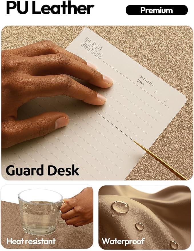 YSAGi Leather Desk Pad Protector, Office Desk Mat, Large Mouse Pad, Non-Slip PU - Image 4