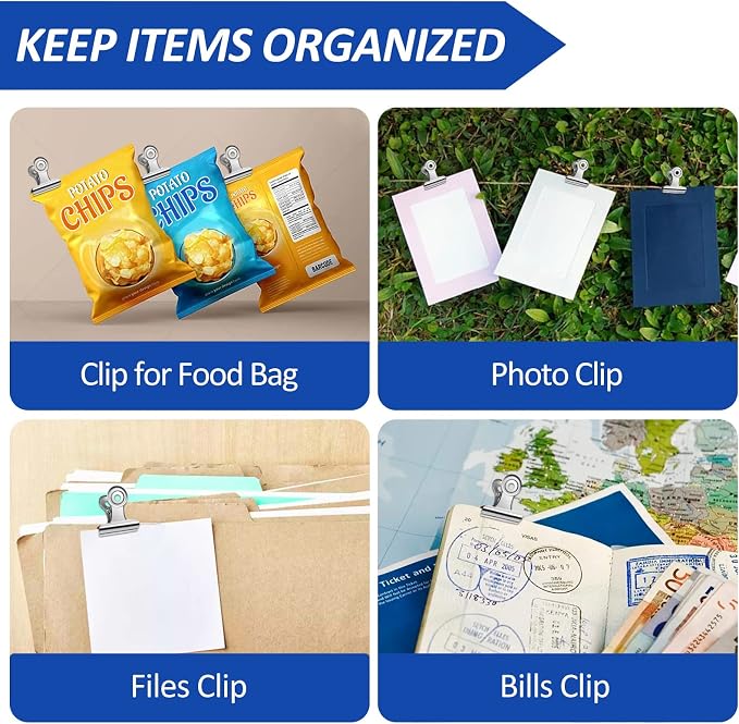 30 Pack Small Bull Clips 1.22 Inch Mini Metal Hinge Clips Binder Paper Hinge - Image 5