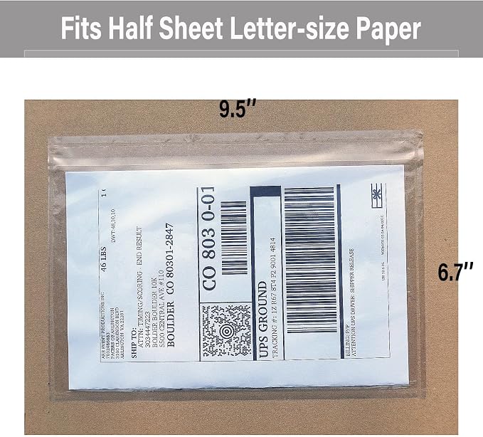 BEUYI Clear 9.5'' x 6.7'' Packing List Envelopes, Adhesive Shipping Label - Image 3