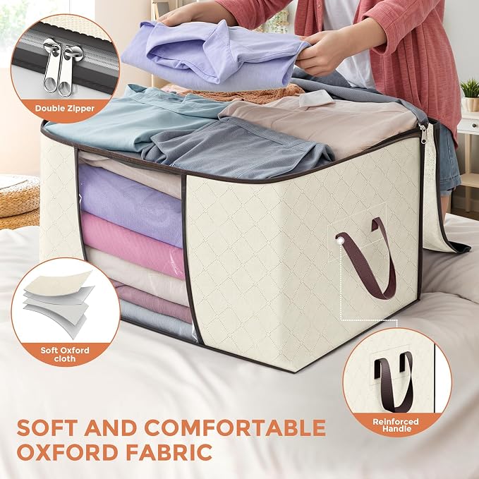 Budding Joy 90 L Large Storage Bags, 10 Pack Clothes Storage Bins Foldable - Image 5