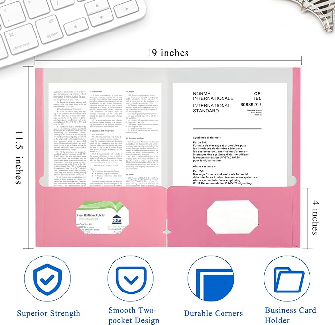 Zzrywuty File folders with Pockets, 100 Pack Paper Folders with Card Slot - Image 2