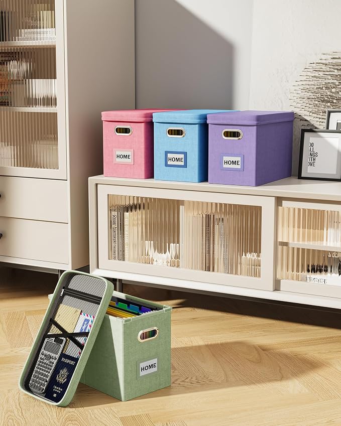 Oterri File Organizer With Lid, Hanging Filing Box With Mesh Pocket, Document - Image 7