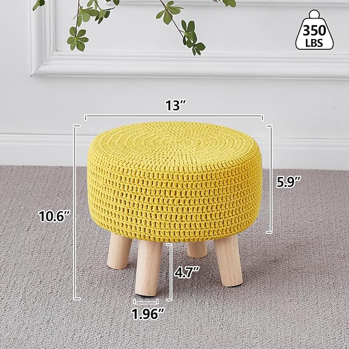 Wimarsbon Small Ottomans, 100% Hand Knitted Pouf, Round Footrest - Image 3