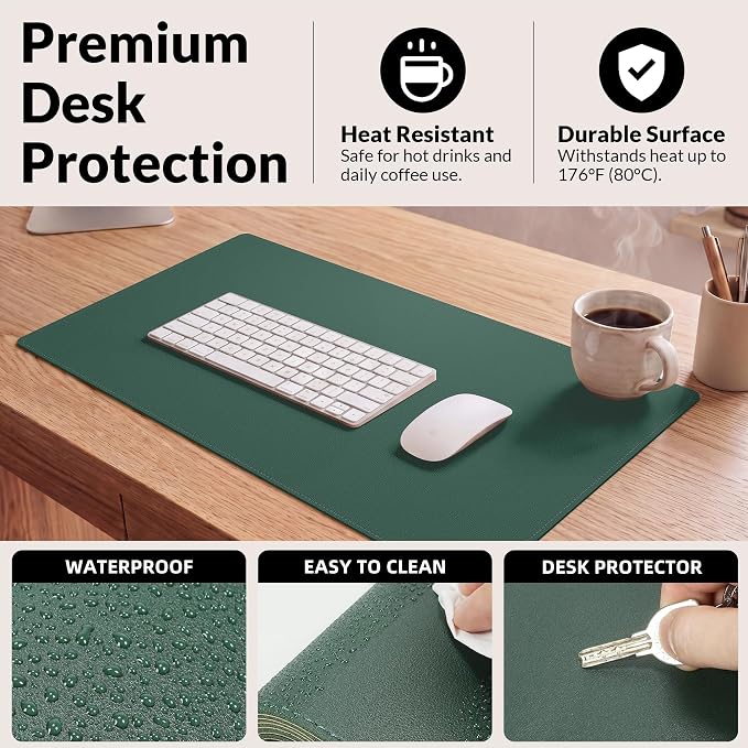 AFIING Cork Desk Mat, Dark Green, 31.5" x 17", Desk pad Protector | Dual-Sided - Image 4