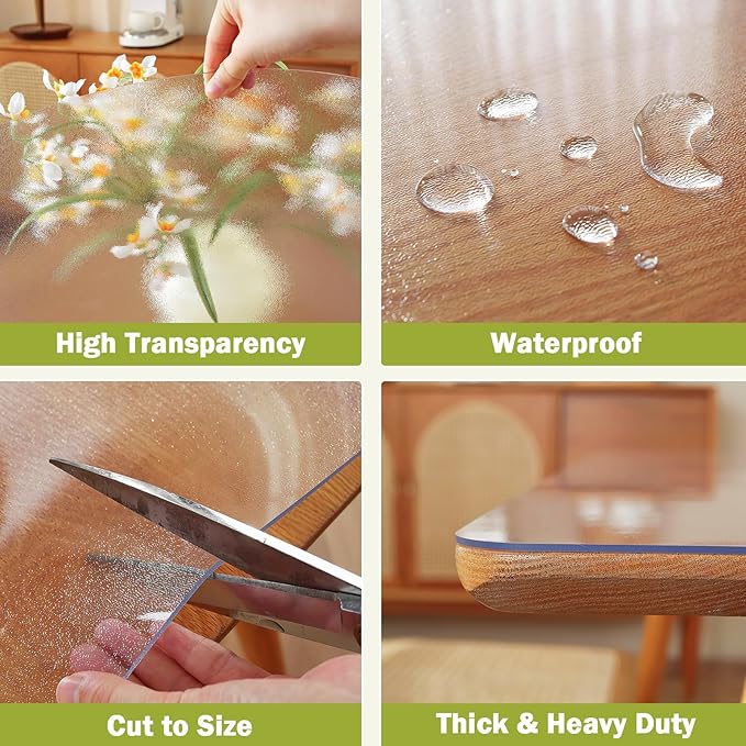 OstepDecor Frosted Clear Table Cover Protector 30 x 48 Inch, 1.5mm Thick - Image 4