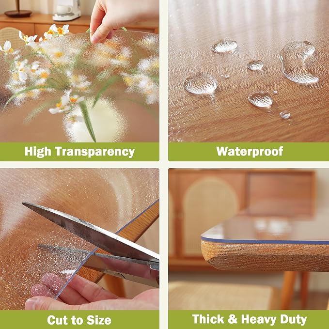 OstepDecor Frosted Clear Table Cover Protector 30 x 60 Inch, 1.5mm Thick - Image 4
