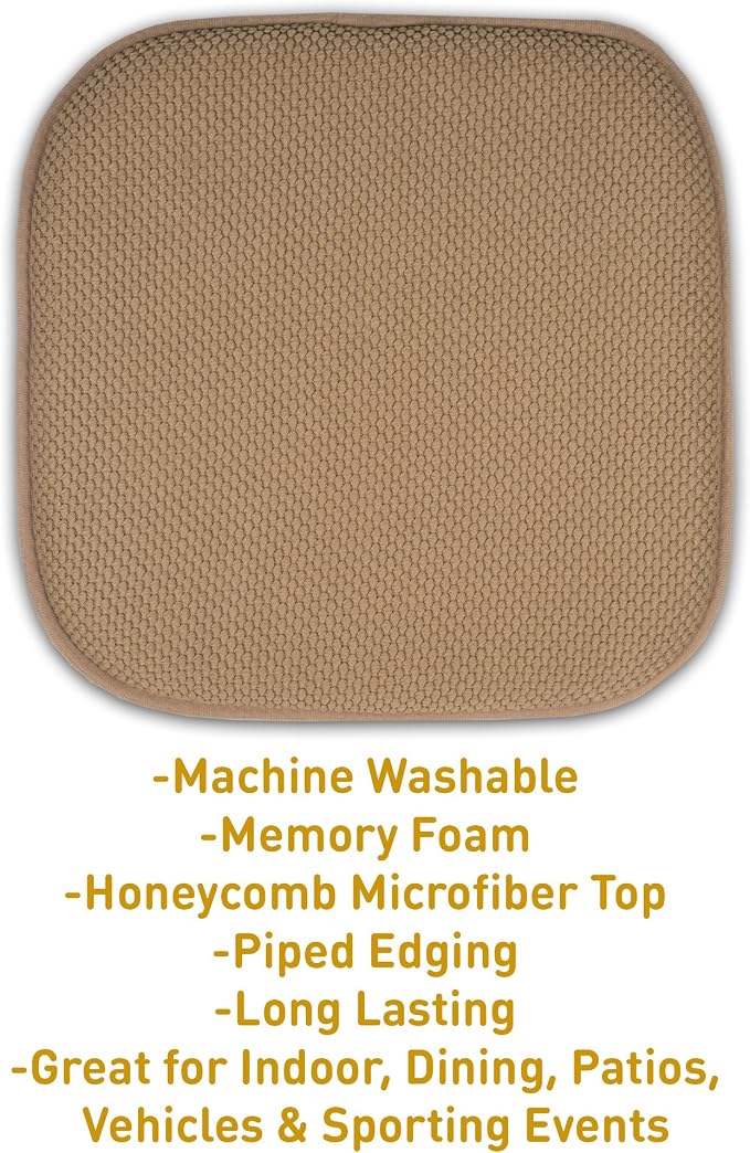 Sweet Home Collection Memory Foam Honeycomb Nonslip Back 16" x 16" Chair/Seat - Image 3