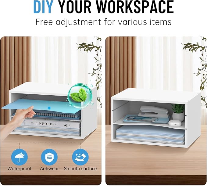 Wood Desk Organizer, 3 Tier Paper Tray Organizer - Image 5