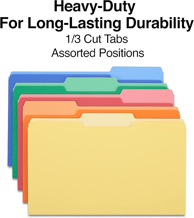 Staples Heavyweight File Folders, Legal Size, 1/3‑Cut Tabs, Heavy‑Duty Paper - Image 3