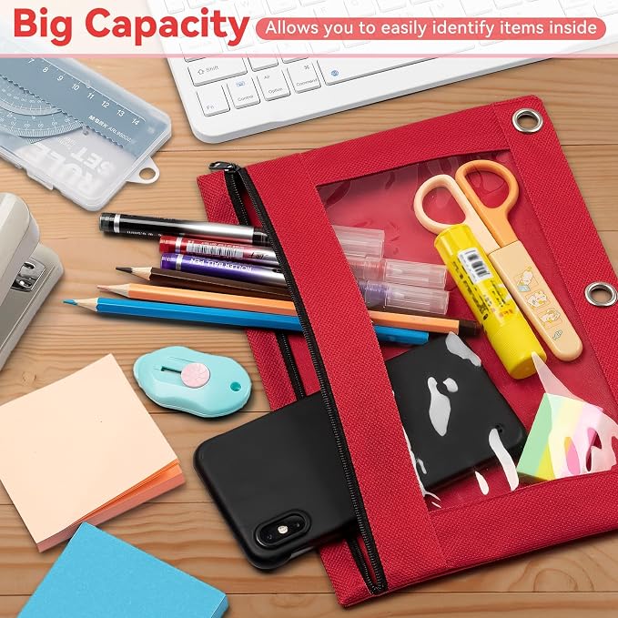 Pencil Pouch for 3 Ring Binder, Bulk 36 Pack 3-Holes Zipper Pencil Pouches in - Image 3